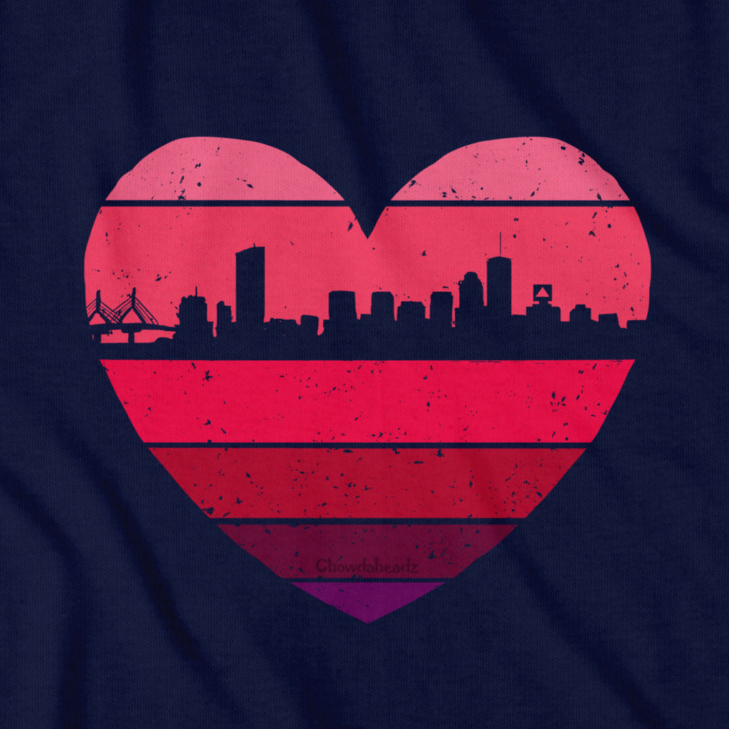 Boston Heart Retro Skyline T-Shirt - Chowdaheadz