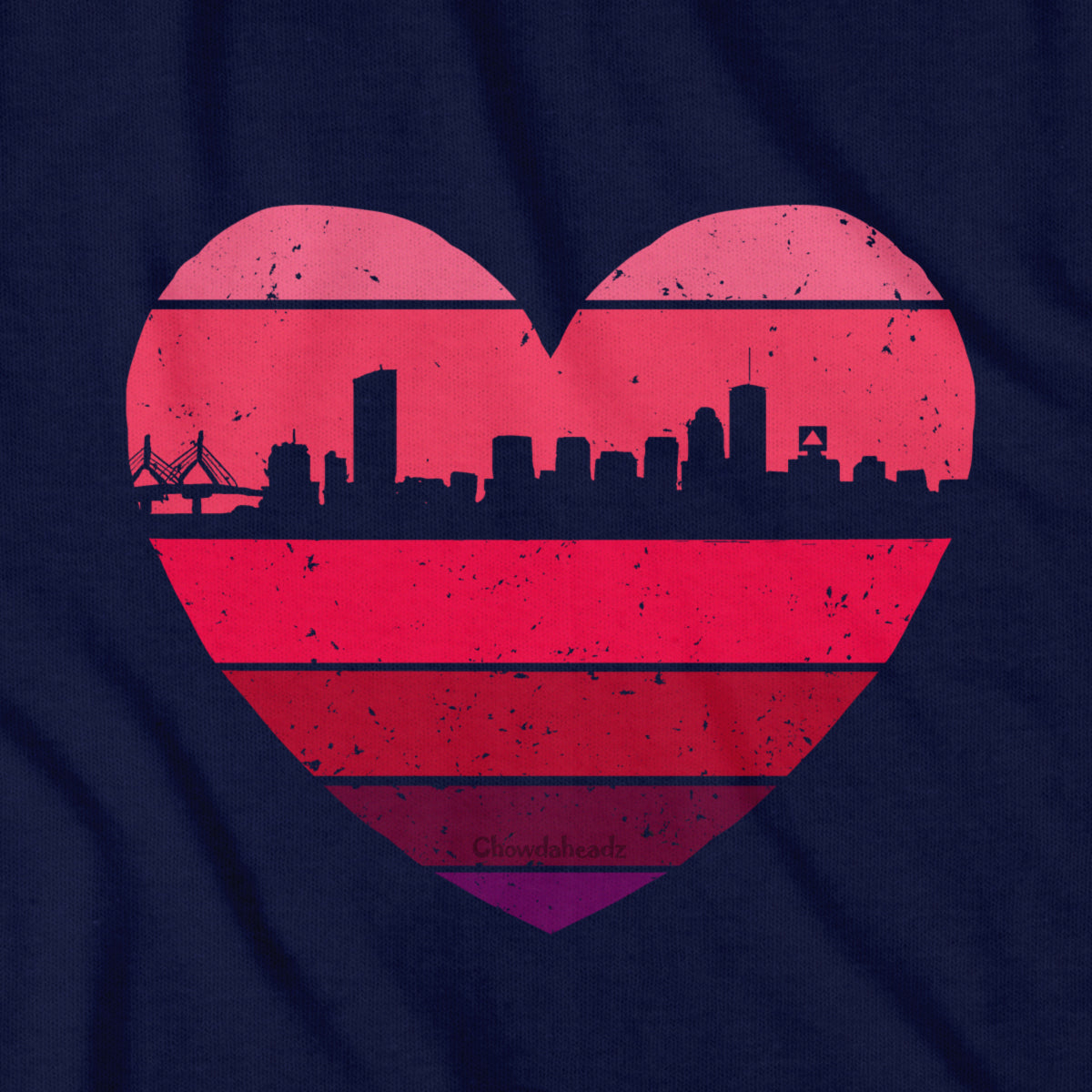 Boston Heart Retro Skyline T-Shirt - Chowdaheadz