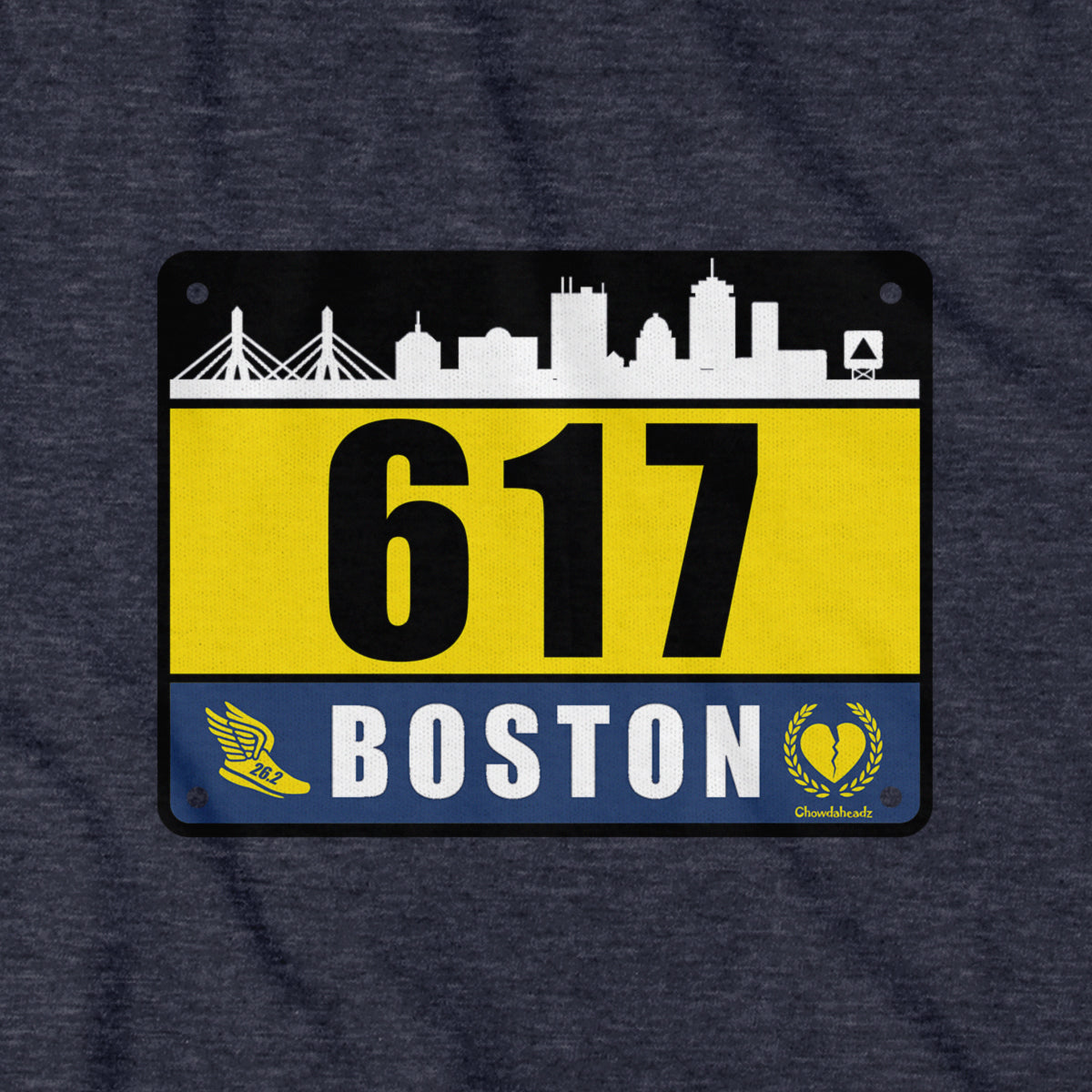 617 Boston Race Bib T-Shirt - Chowdaheadz