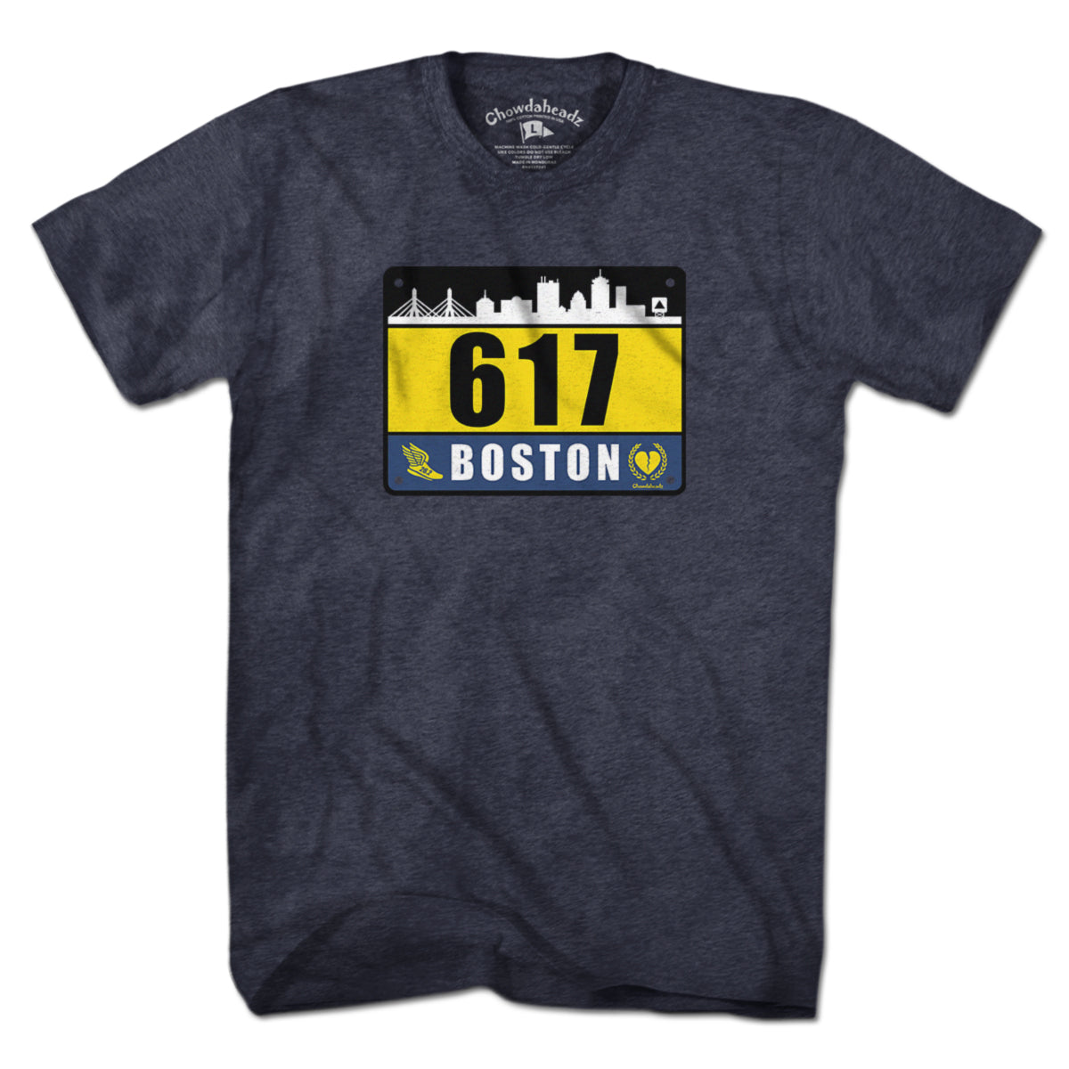 617 Boston Race Bib T-Shirt - Chowdaheadz