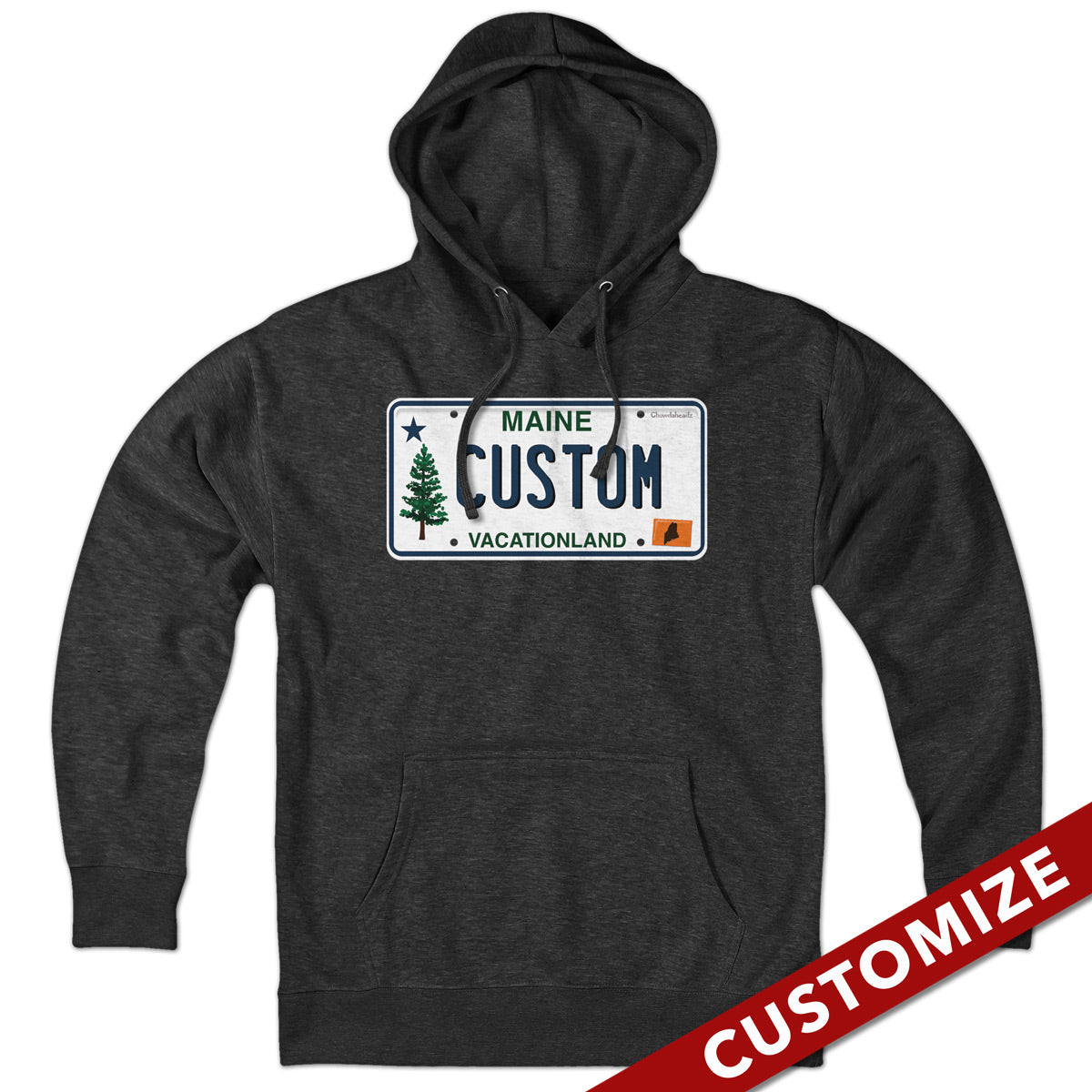 Custom Maine License Plate Hoodie - Chowdaheadz