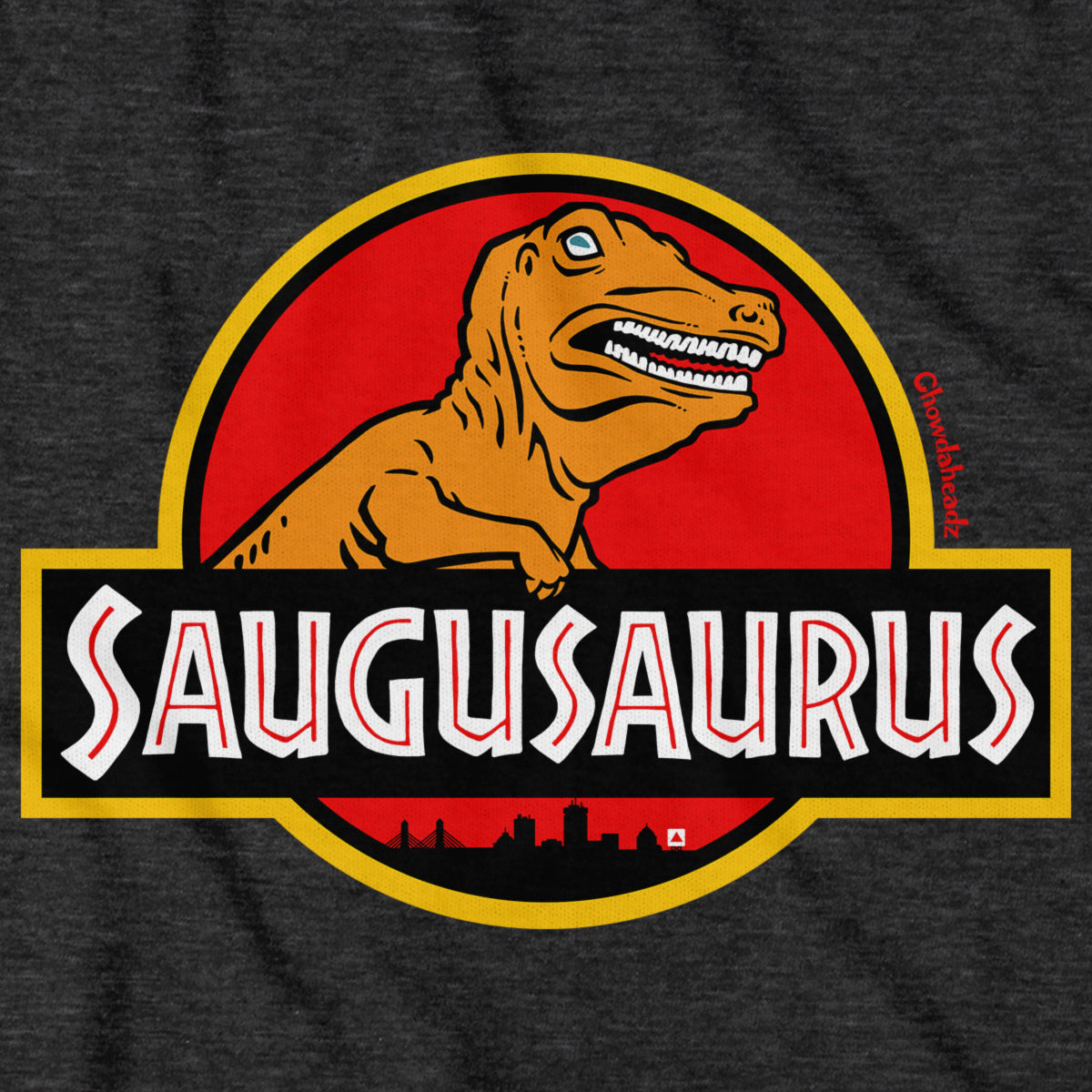Saugusaurus Orange Dinosaur Logo T-Shirt