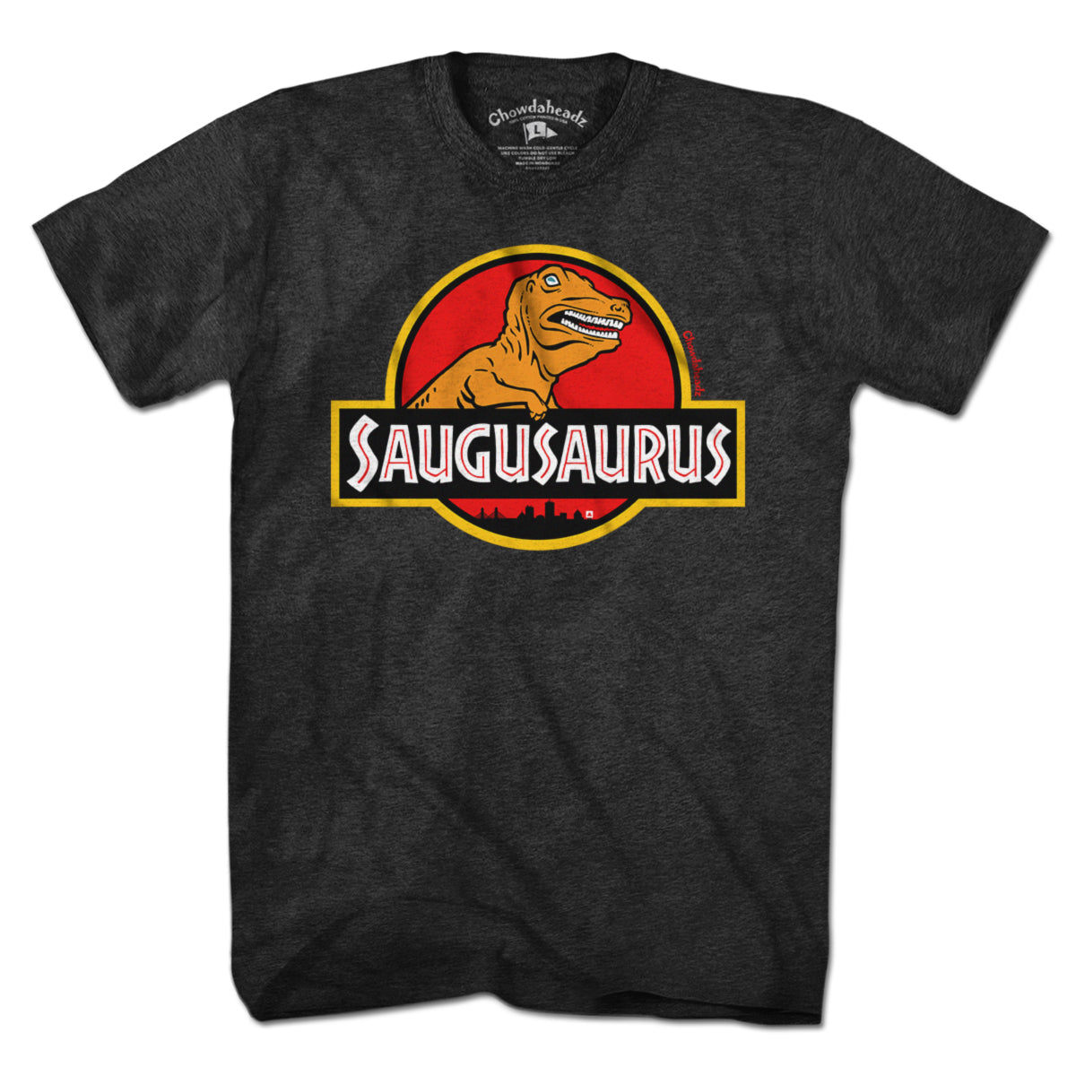 Saugusaurus Orange Dinosaur Logo T-Shirt