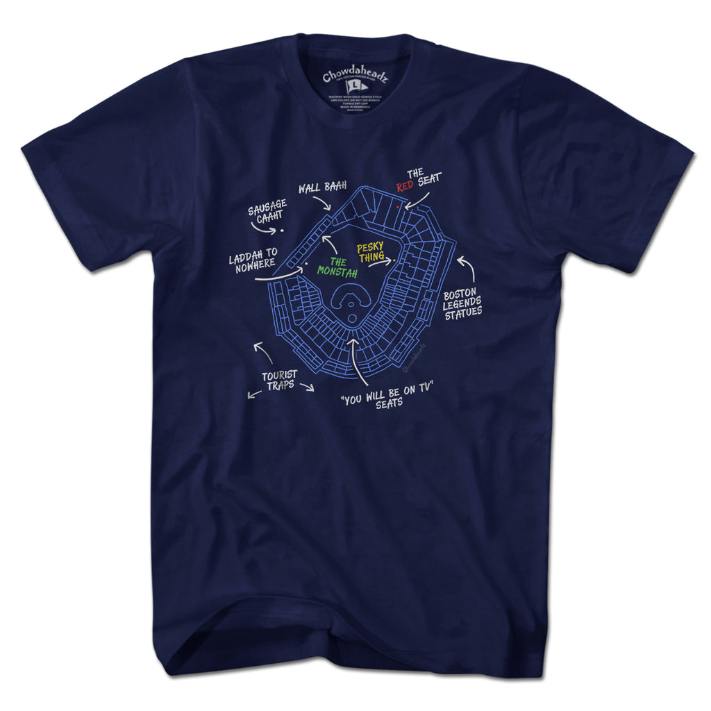 Boston's Ballpaahk Map T-Shirt - Chowdaheadz