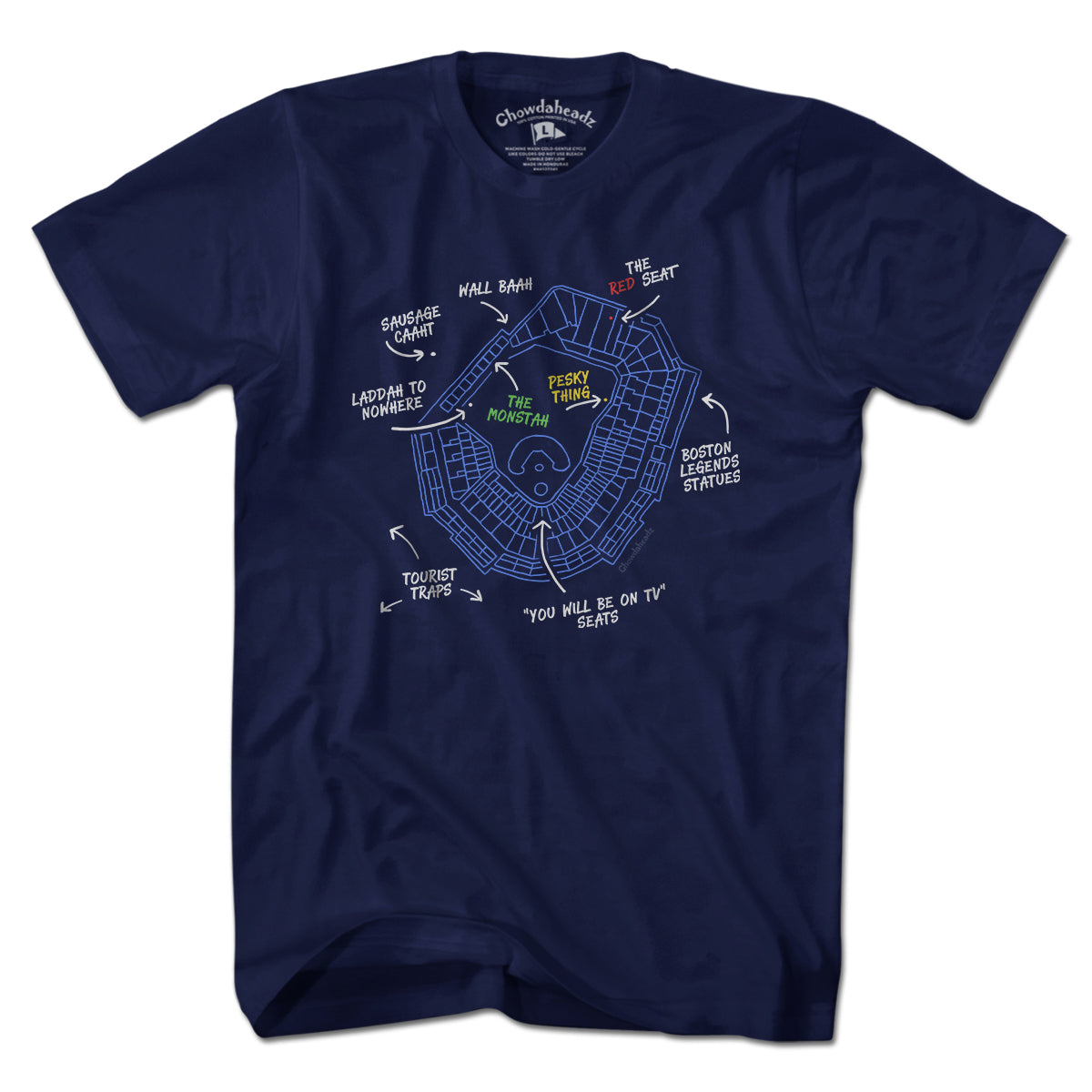 Boston's Ballpaahk Map T-Shirt - Chowdaheadz