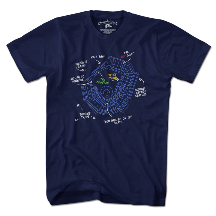 Boston's Ballpaahk Map T-Shirt - Chowdaheadz
