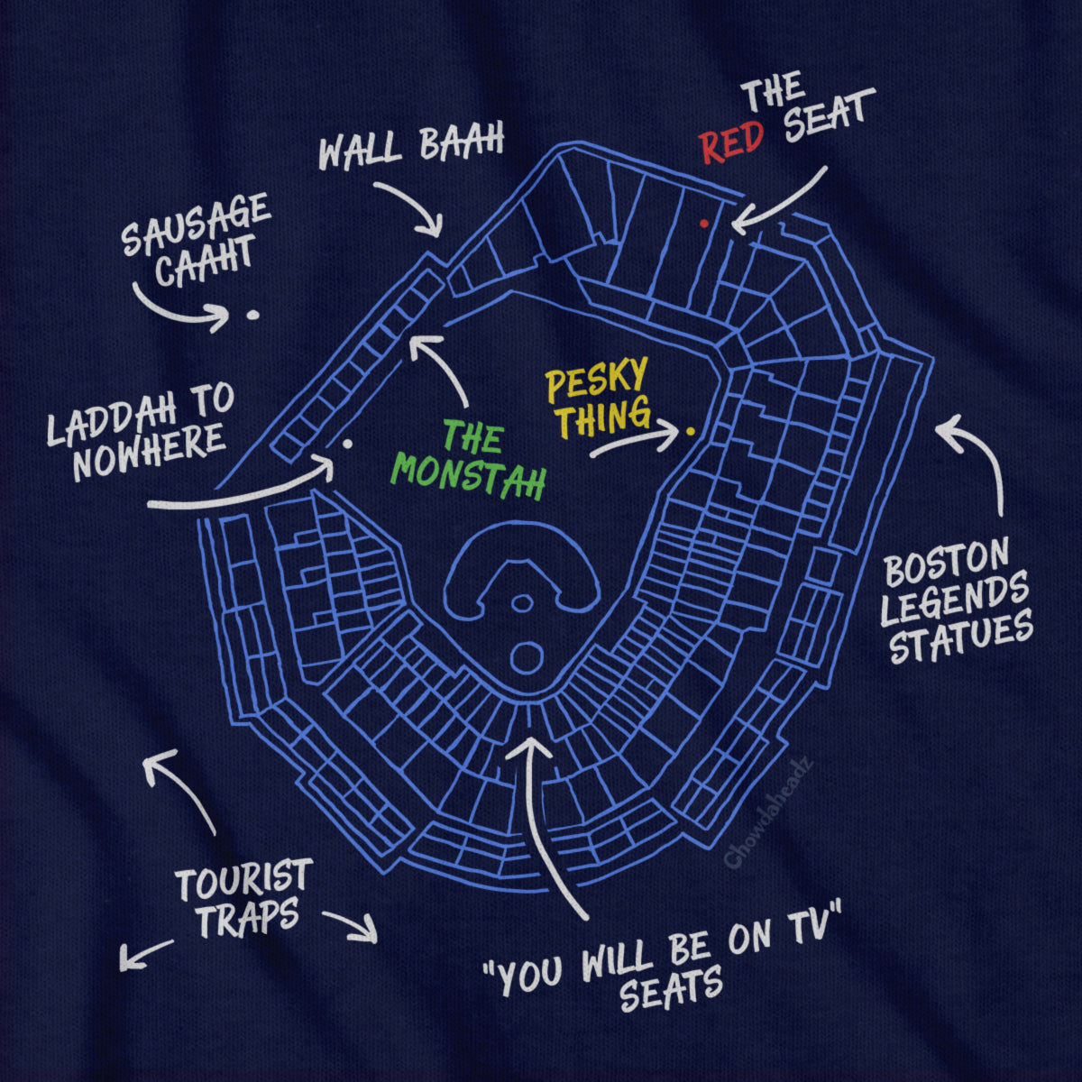 Boston's Ballpaahk Map T-Shirt - Chowdaheadz