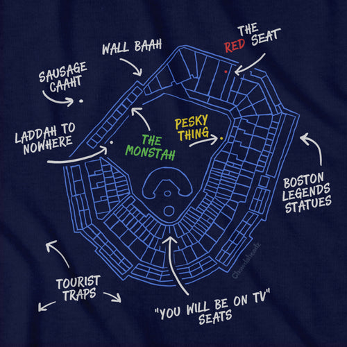Boston's Ballpaahk Map T-Shirt - Chowdaheadz