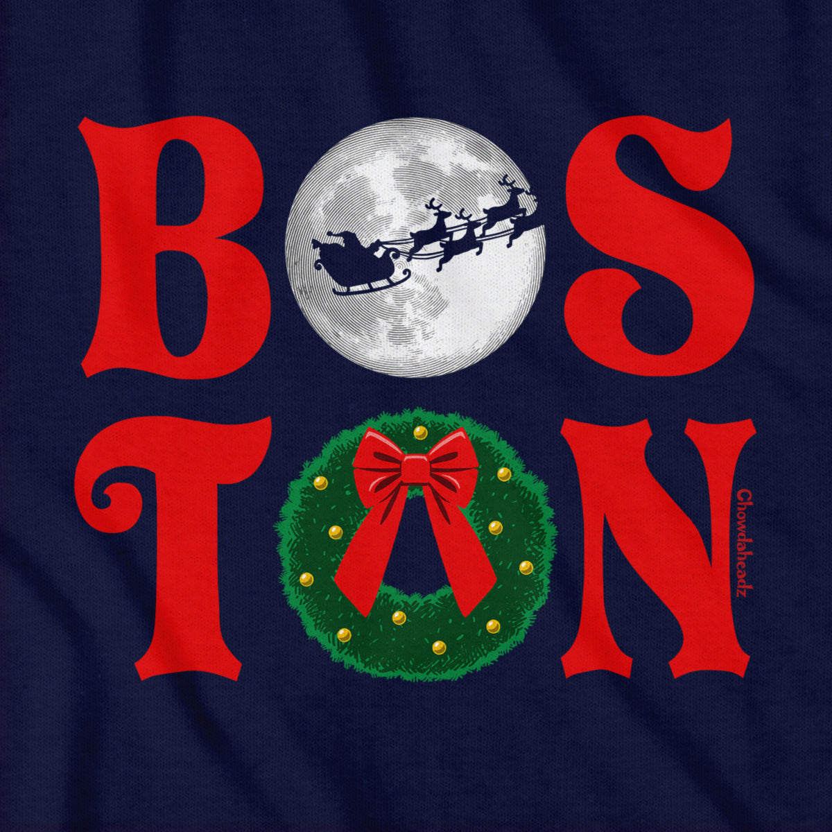 Boston Stacked Christmas Youth Hoodie - Chowdaheadz