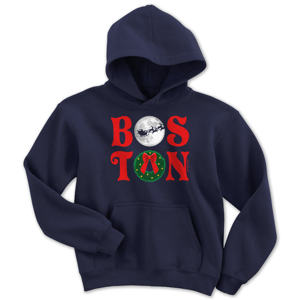 Boston Stacked Christmas Youth Hoodie - Chowdaheadz