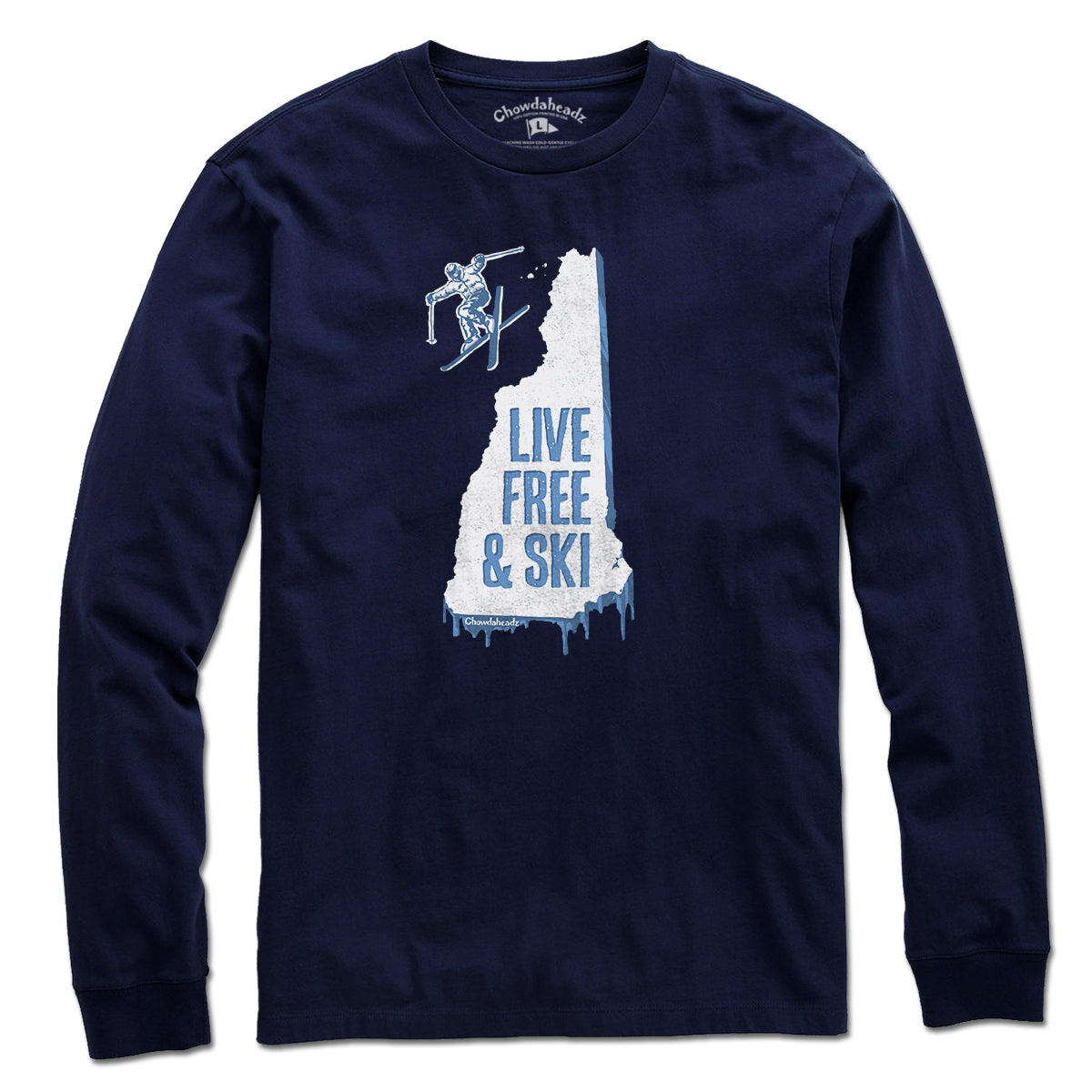 New Hampshire Live Free And Ski T-Shirt - Chowdaheadz