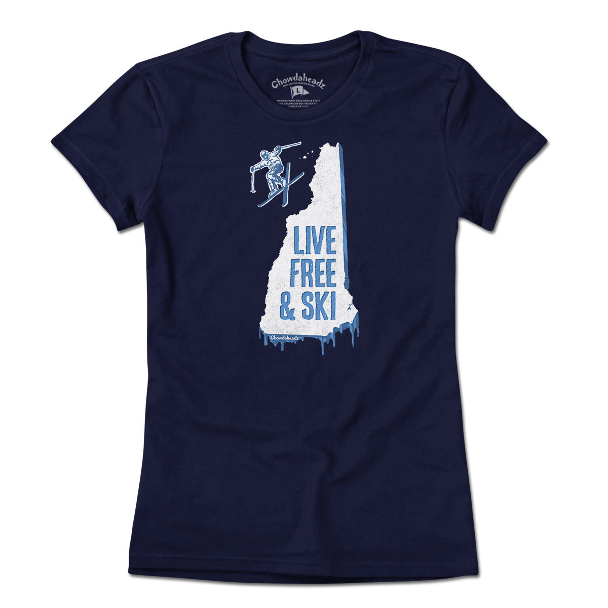 New Hampshire Live Free And Ski T-Shirt - Chowdaheadz