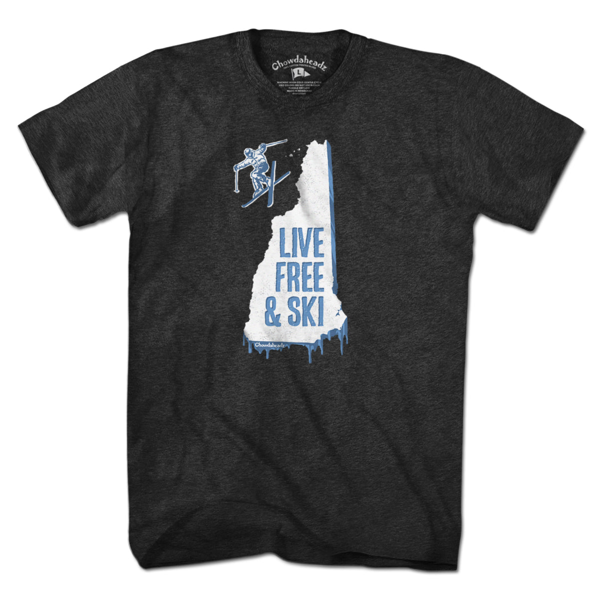 New Hampshire Live Free And Ski T-Shirt - Chowdaheadz
