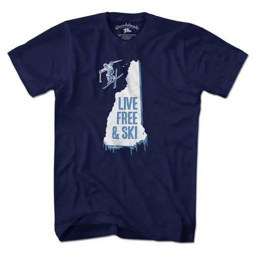 New Hampshire Live Free And Ski T-Shirt - Chowdaheadz
