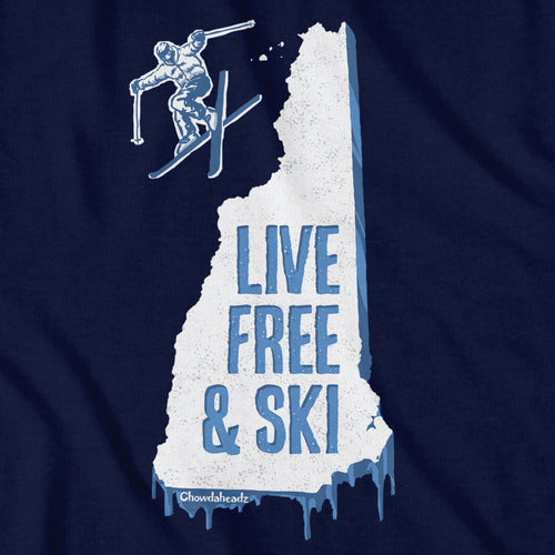 New Hampshire Live Free And Ski T-Shirt - Chowdaheadz