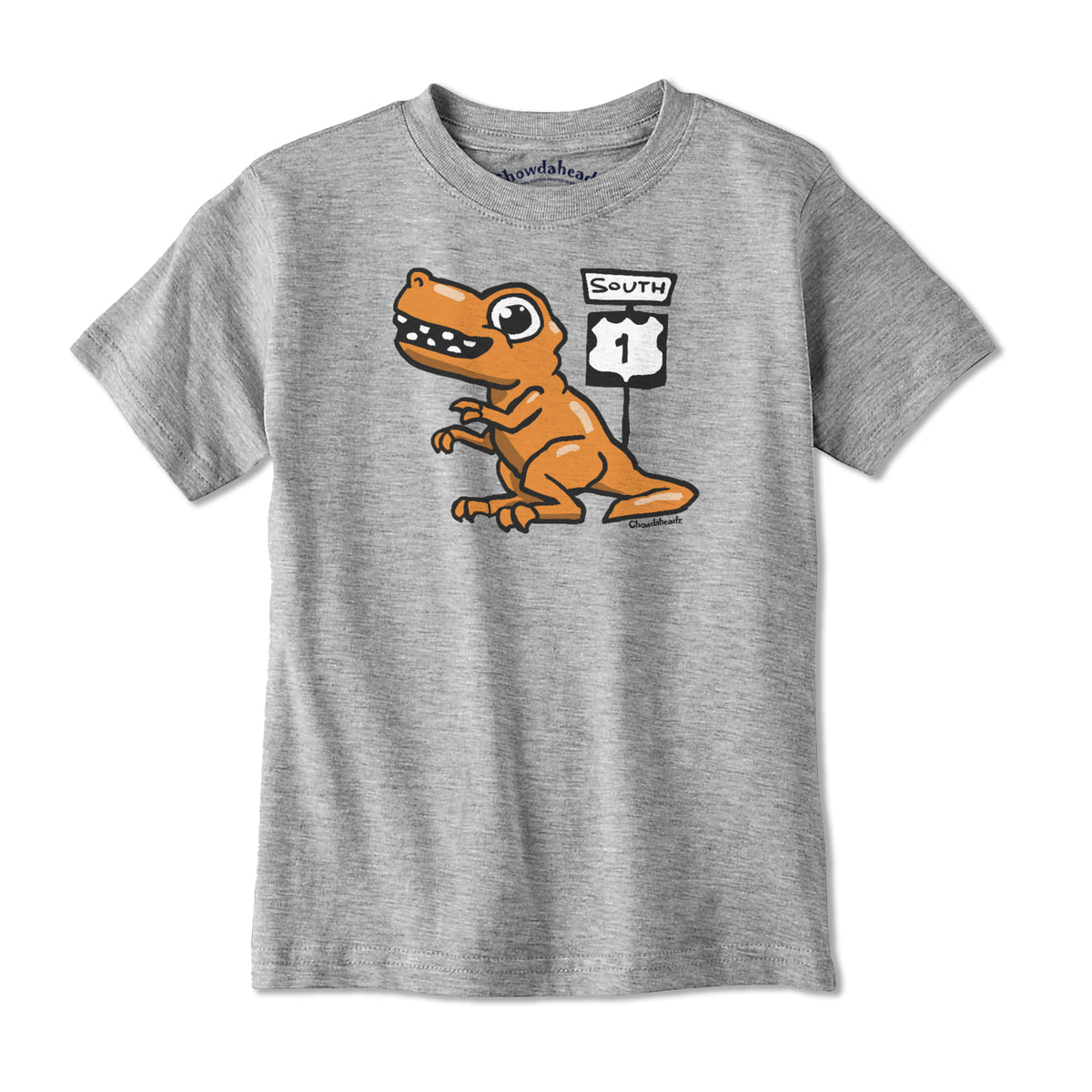 Orange Dino Route 1 Youth T-Shirt - Chowdaheadz