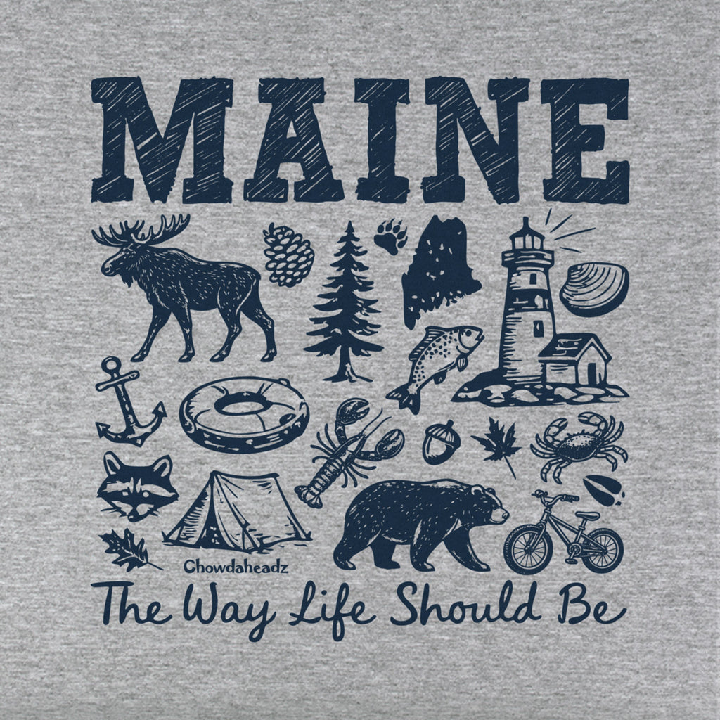 Maine Sketched Icons Youth T-Shirt