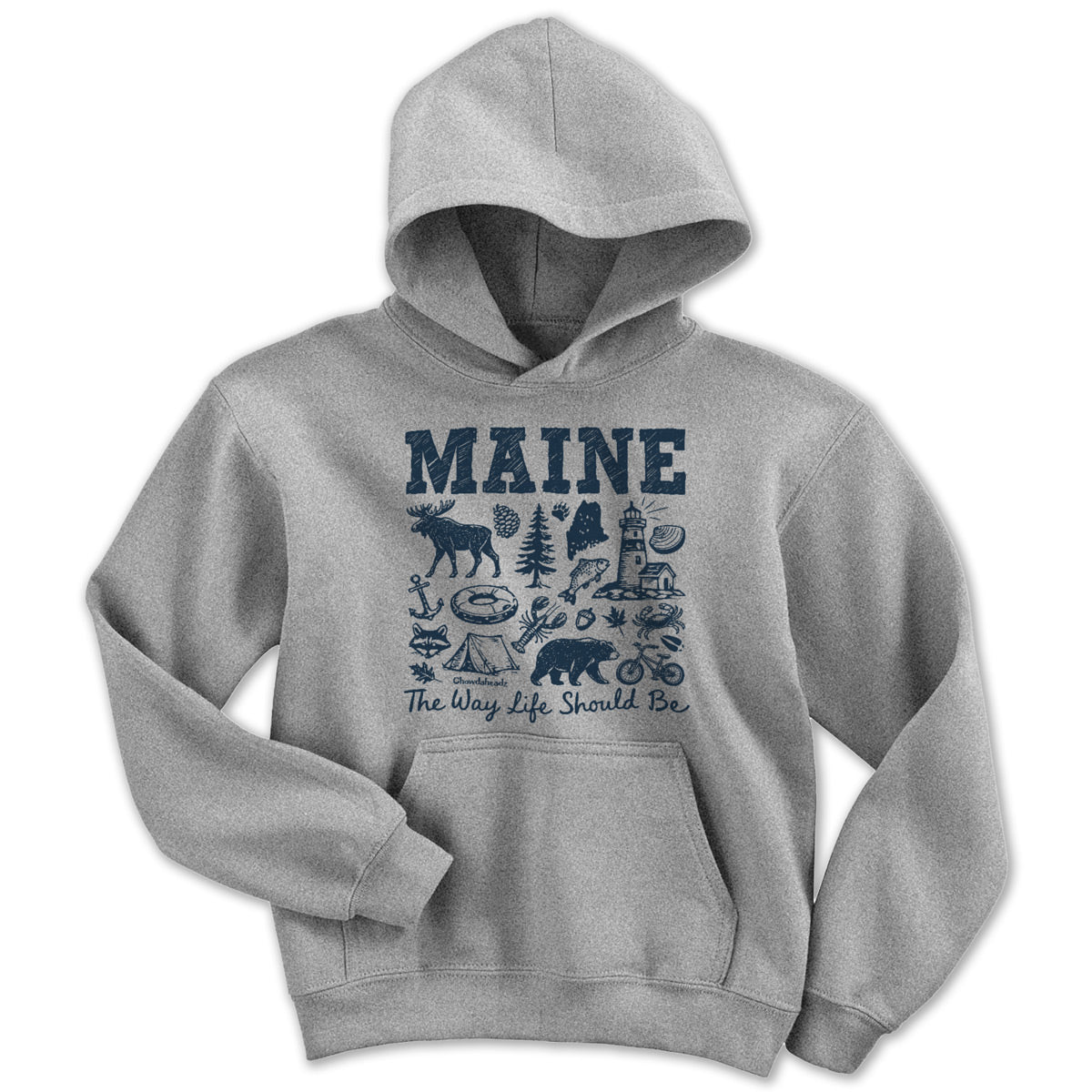 Maine Sketched Icons Youth Hoodie