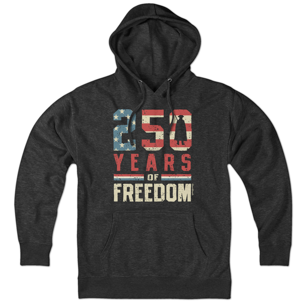 250 Years of Freedom hoodie in charcoal — USA 250 anniversary fleece