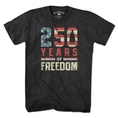 250 Years of Freedom unisex t-shirt in charcoal — USA 250 anniversary tee