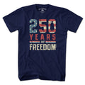 250 Years of Freedom unisex t-shirt in navy — USA 250 anniversary tee