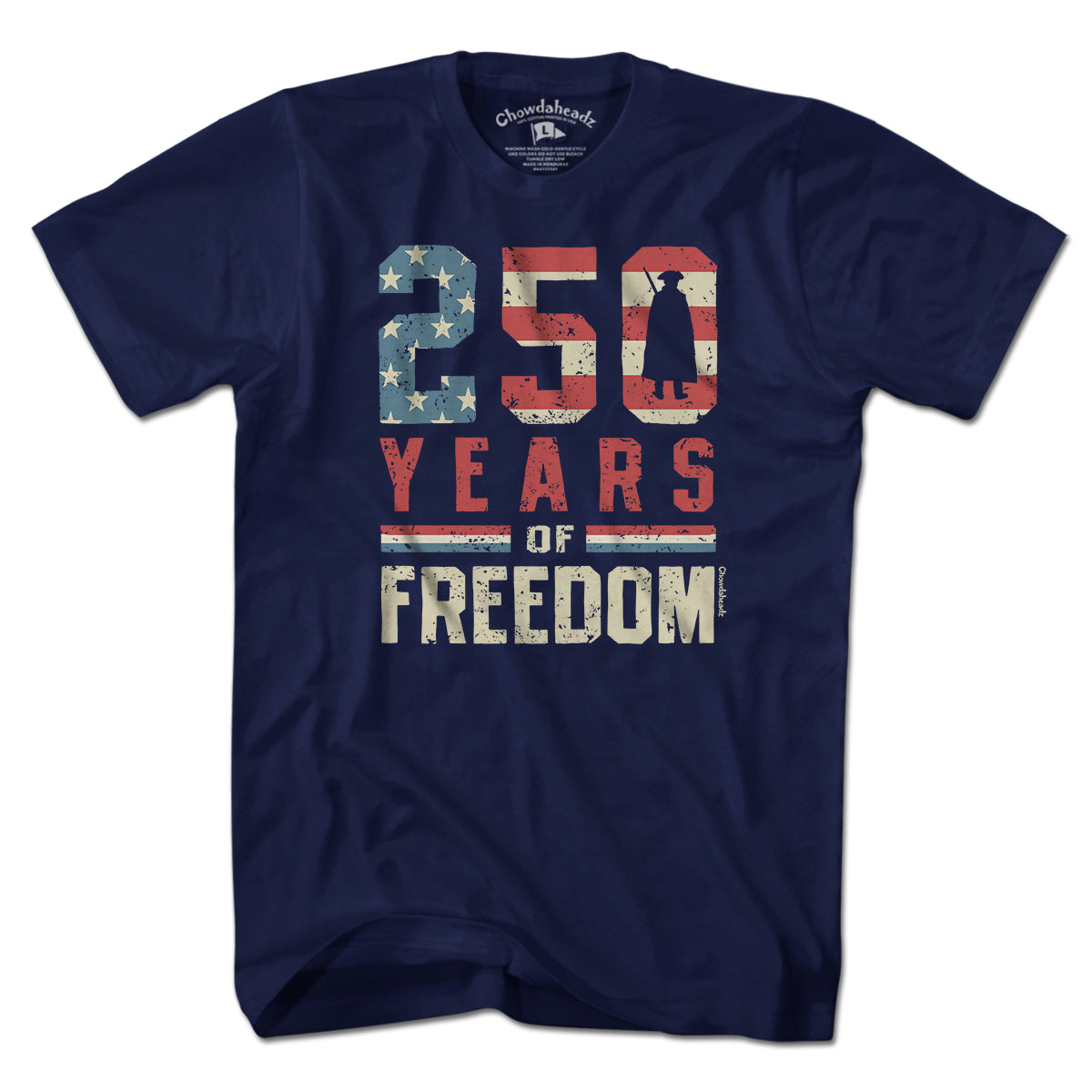 250 Years of Freedom unisex t-shirt in navy — USA 250 anniversary tee