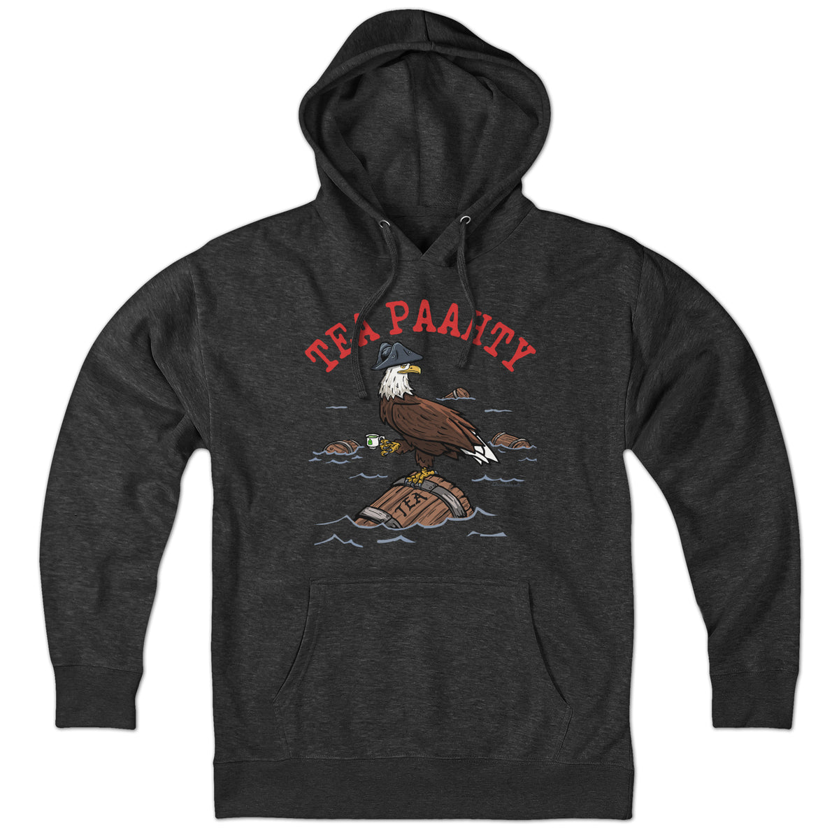 Tea Paahty Eagle hoodie in charcoal — Boston Tea Party eagle hoodie