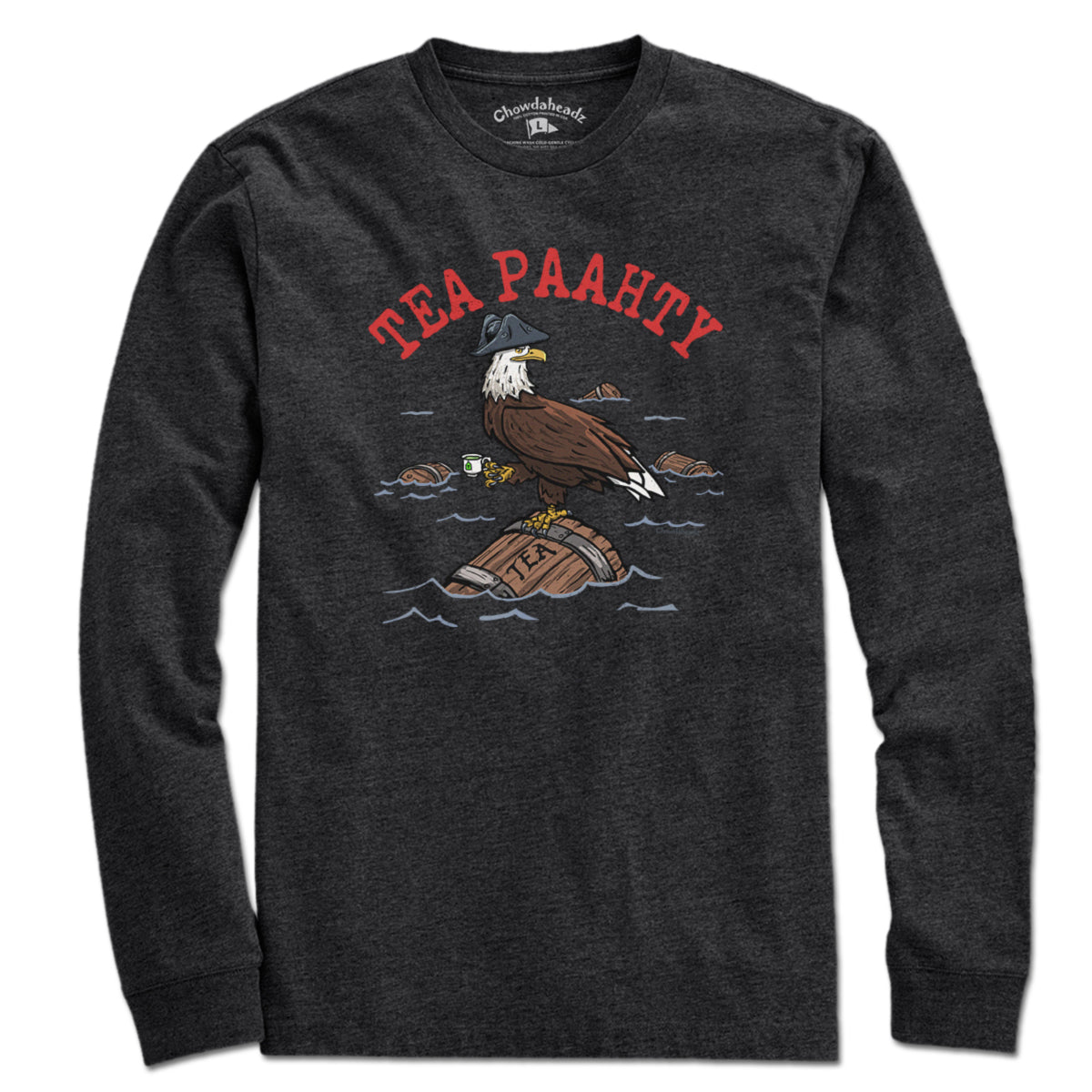 Tea Paahty Eagle long sleeve t-shirt in charcoal — Boston Tea Party long sleeve