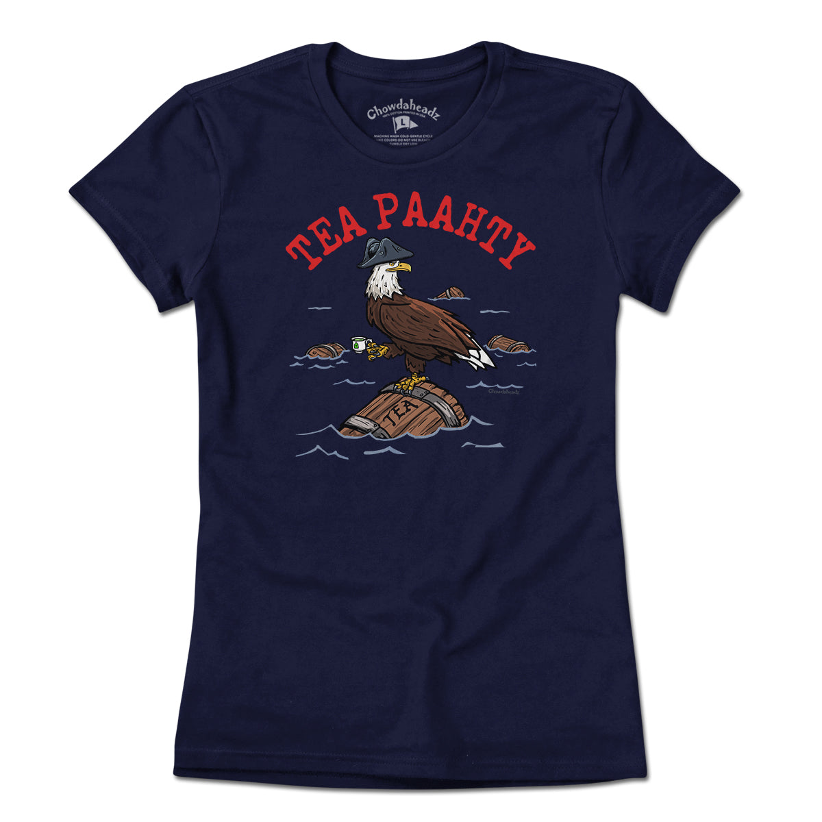 Tea Paahty Eagle ladies t-shirt in navy — Boston Tea Party women's tee