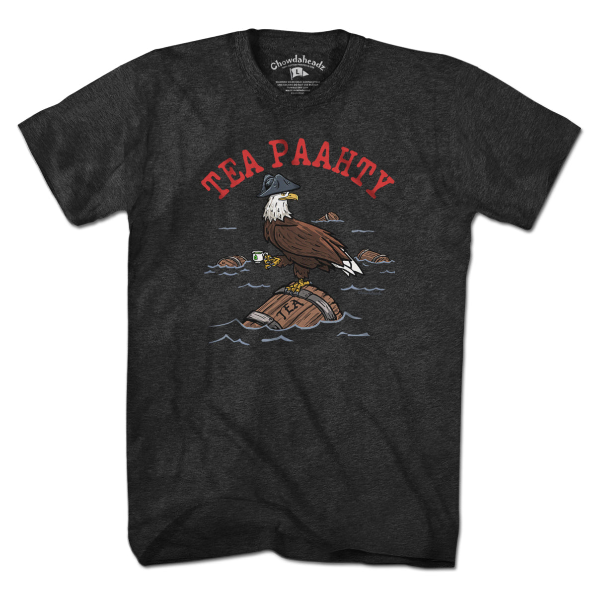 Tea Paahty Eagle t-shirt in charcoal — Boston Tea Party eagle tee