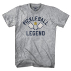 Pickleball Legend t-shirt in gray — unisex cut with bold 'Pickleball Legend' chest graphic