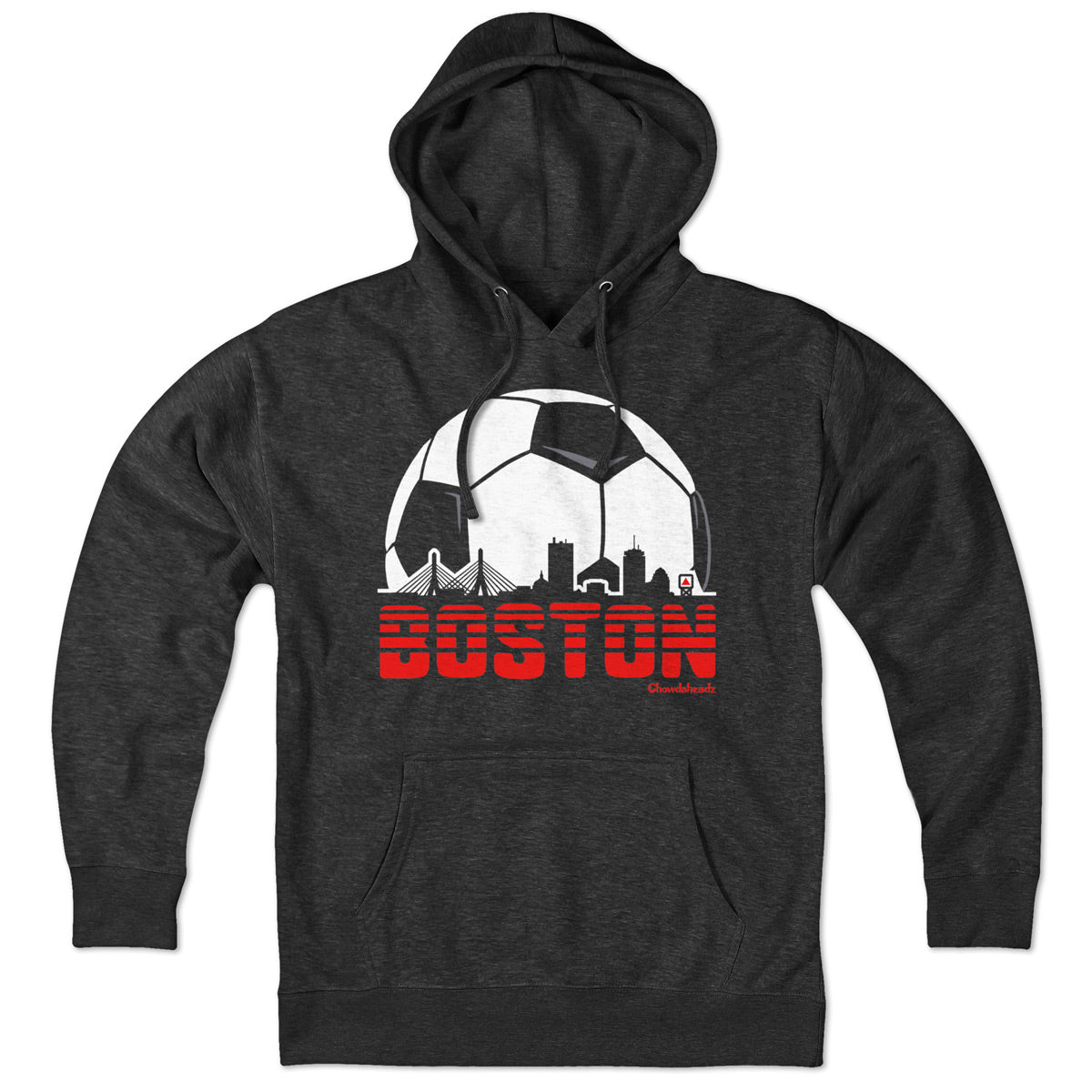 Boston Soccer Skyline hoodie in charcoal — boston skyline soccer hoodie