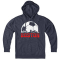 Boston Soccer Skyline hoodie in heather blue — boston soccer hoodie with skyline graphic
