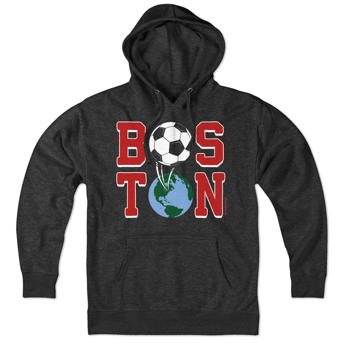 Boston Soccer Stacked hoodie in charcoal — stacked boston soccer fleece