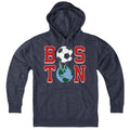 Boston Soccer Stacked hoodie in heather blue — boston soccer hoodie with stacked type