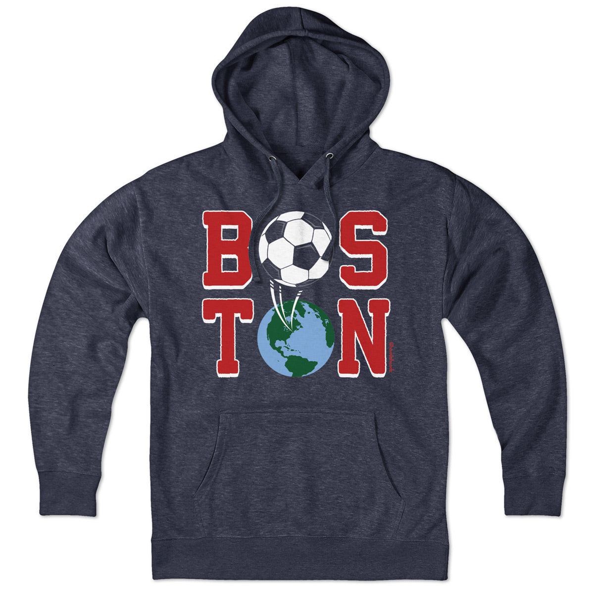 Boston Soccer Stacked hoodie in heather blue — boston soccer hoodie with stacked type