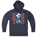 Boston Soccer Stacked hoodie in heather blue — boston soccer hoodie with stacked type