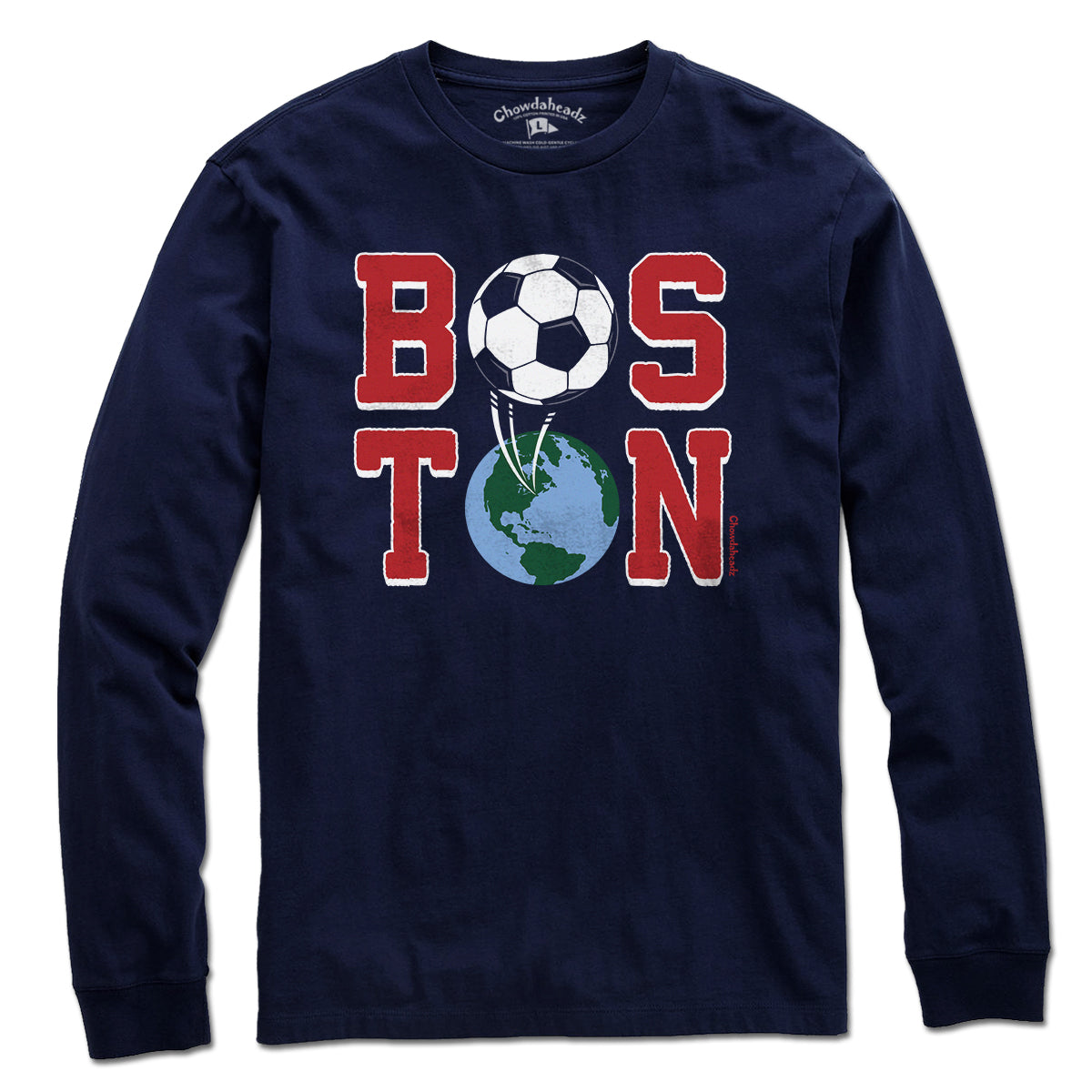 Boston Soccer Stacked long sleeve in navy — world cup 2026 long sleeve