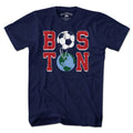 Men's Boston Soccer Stacked t-shirt in navy — boston soccer tee with stacked type
