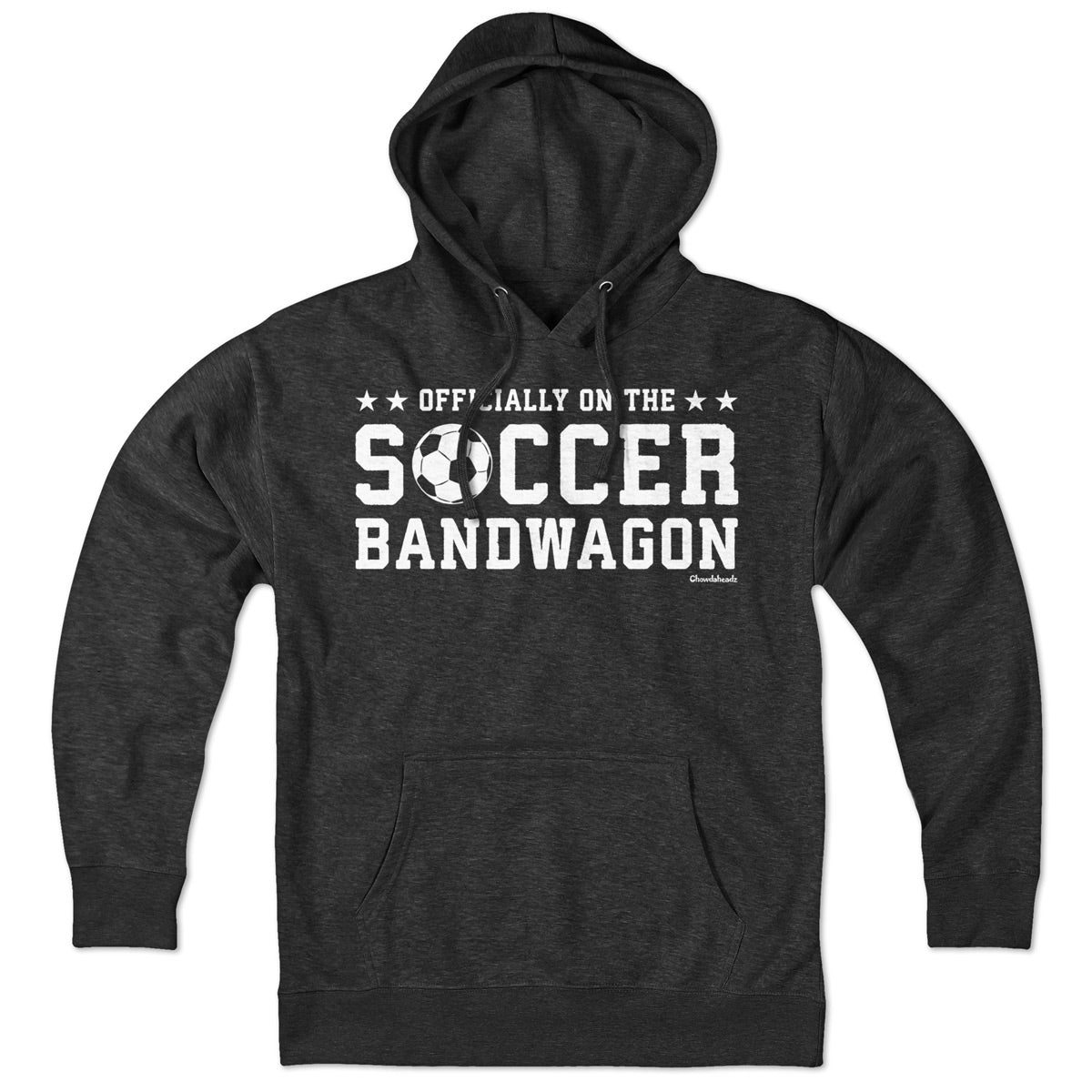 Officially On The Soccer Bandwagon hoodie in charcoal — funny soccer bandwagon hoodie