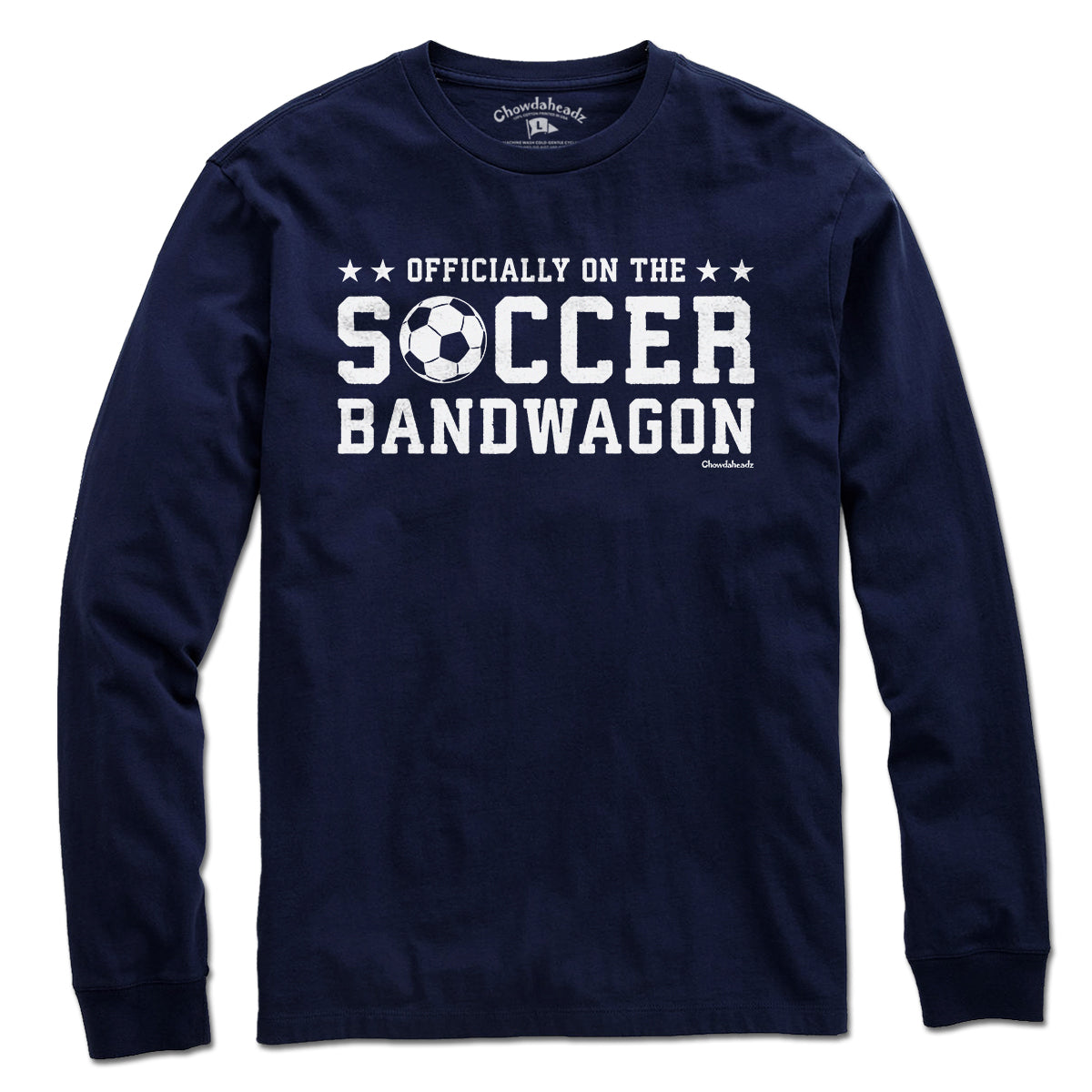 Officially On The Soccer Bandwagon long sleeve in navy — new england soccer long sleeve