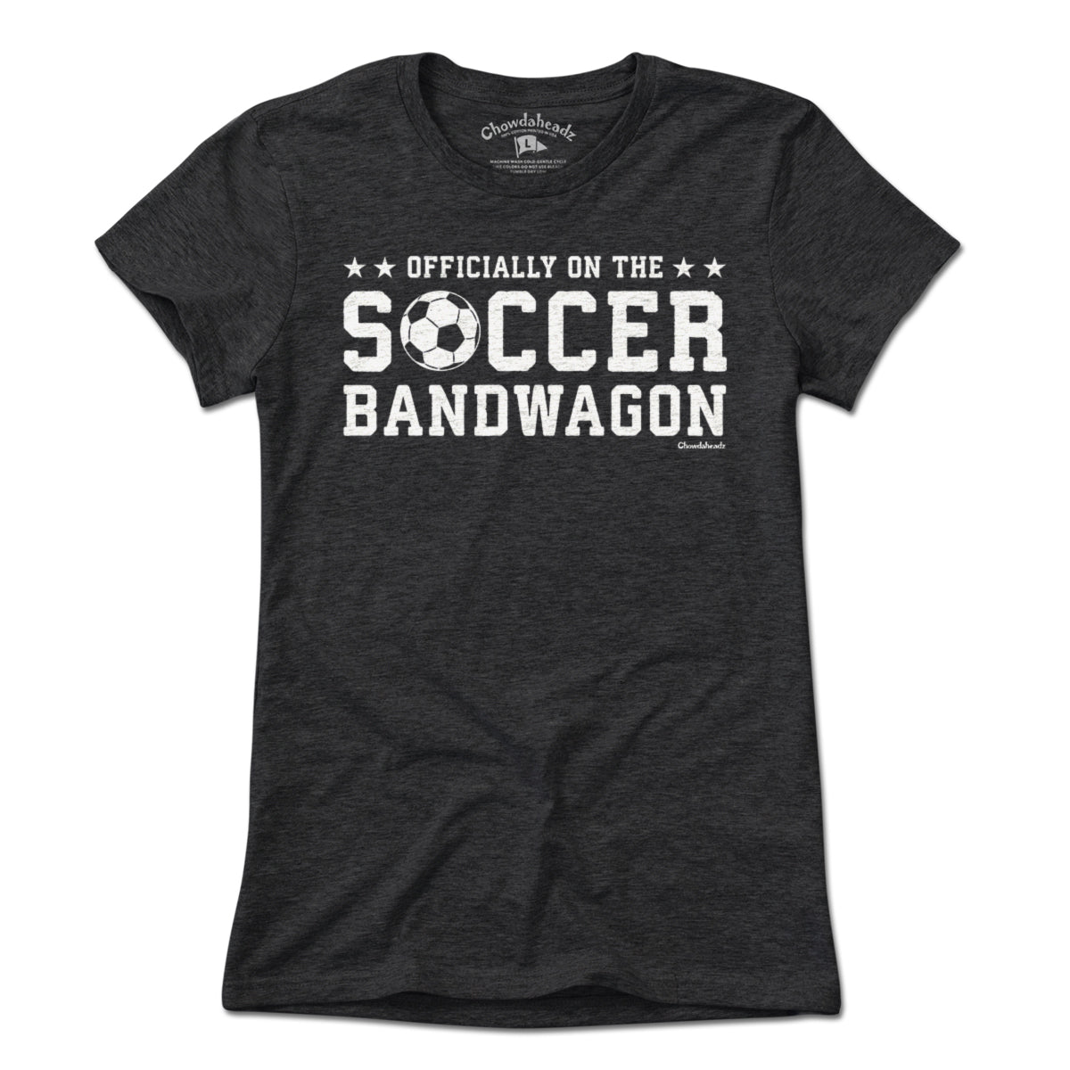 Ladies Officially On The Soccer Bandwagon t-shirt in charcoal — ladies soccer fan tee