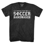 Men's Officially On The Soccer Bandwagon t-shirt in charcoal — funny soccer bandwagon tee