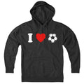 I Heart Soccer hoodie in charcoal — funny soccer fan hoodie