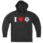 I Heart Soccer hoodie in charcoal — funny soccer fan hoodie