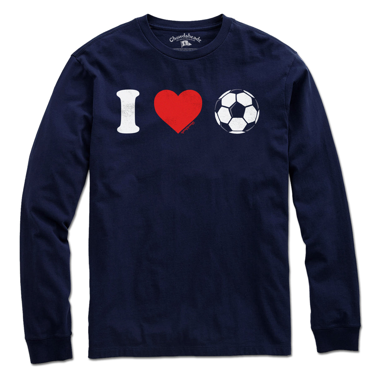 I Heart Soccer long sleeve in navy — new england soccer long sleeve