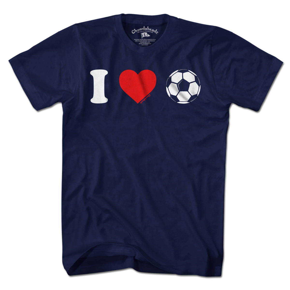 Men's I Heart Soccer t-shirt in navy — world cup 2026 fan tee