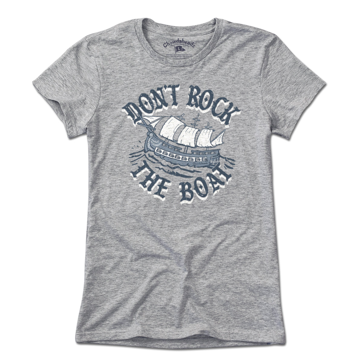 Don't Rock The Boat ladies t-shirt in gray — coastal women's tee