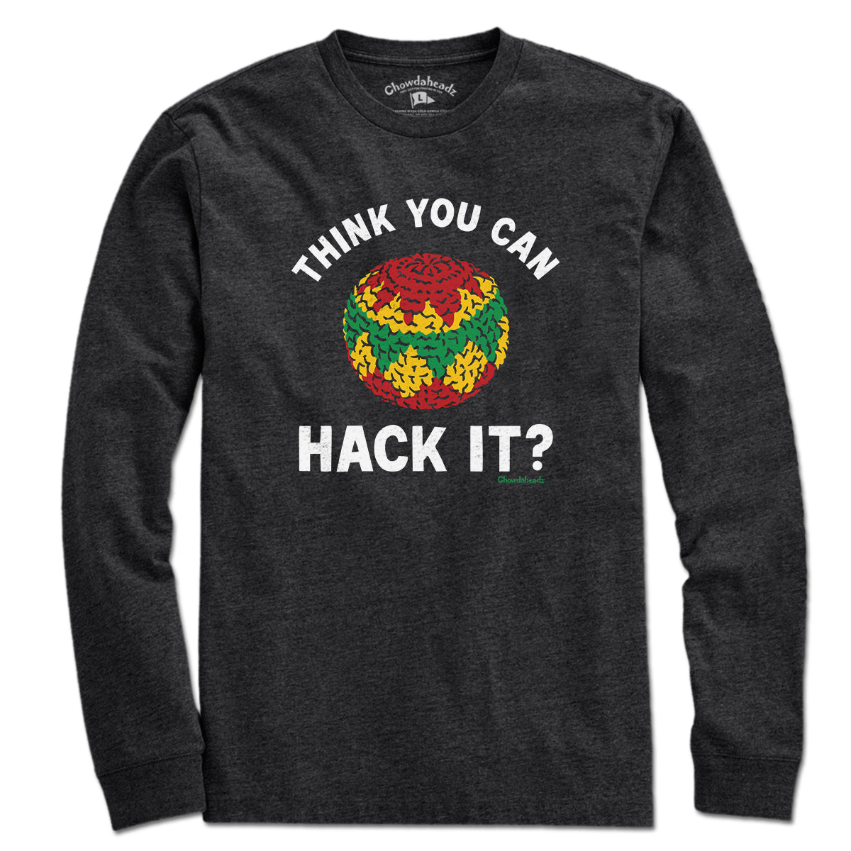 Think You Can Hack It? long sleeve t-shirt in charcoal — hacky sack long sleeve
