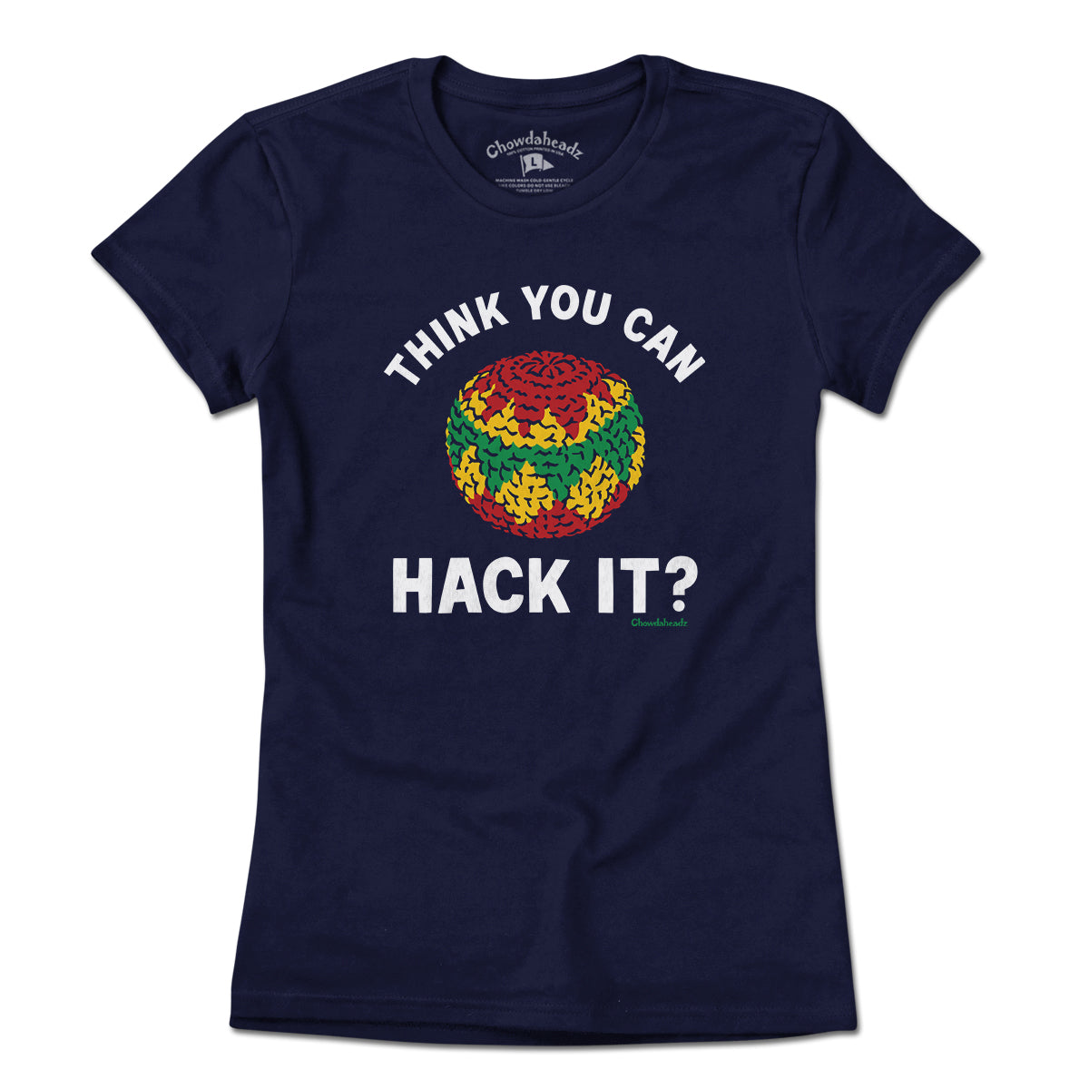 Think You Can Hack It? ladies t-shirt in navy — women's hacky sack tee